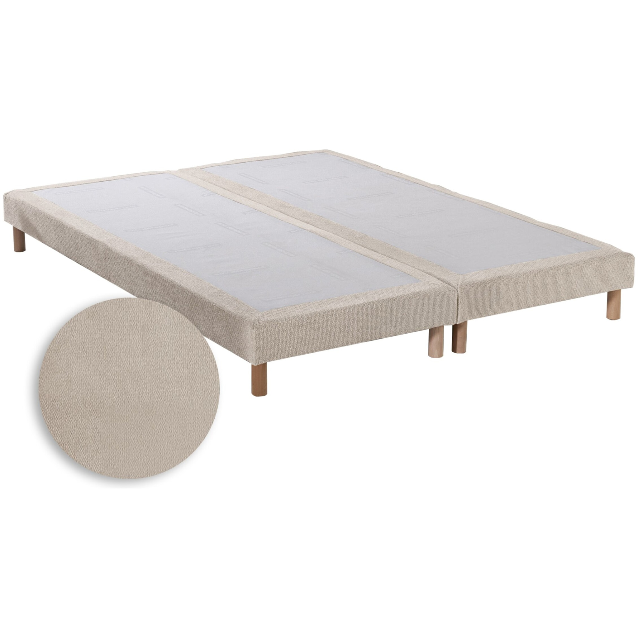 Sommier tapissier EDEN crème, bois massif, chenille bouclettes