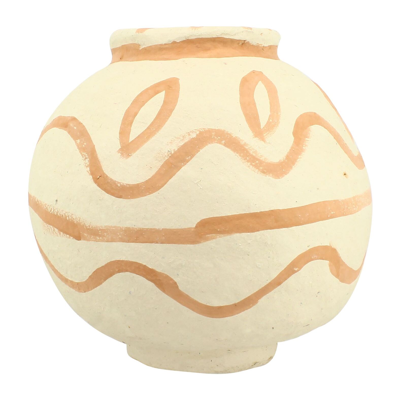 Vase boule en papier maché écru et terracotta MERZOUGA