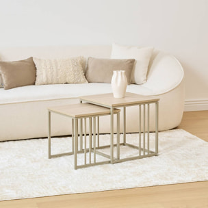 Lot de 2 tables gigognes Duna carrées 40/45cm beige