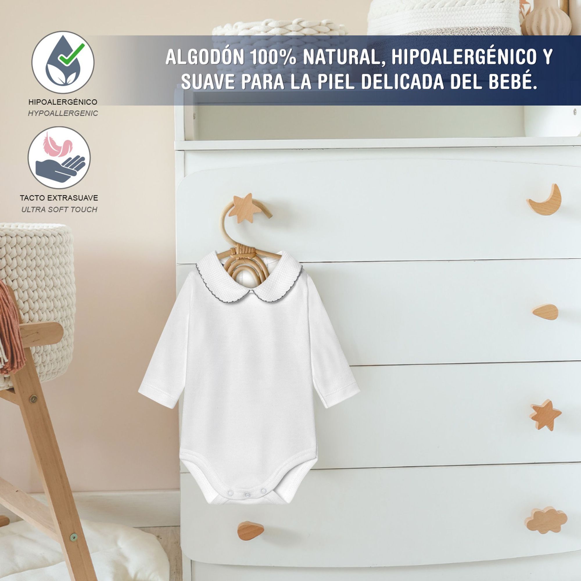 Body bebé manga larga cuello polo piqué