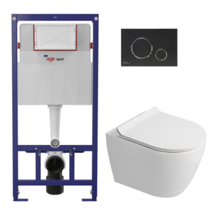 Pack WC bâti-support + WC sans bride Ceramia PixL avec abattant SoftClose + plaque noir (STCEPXWT04-FR)