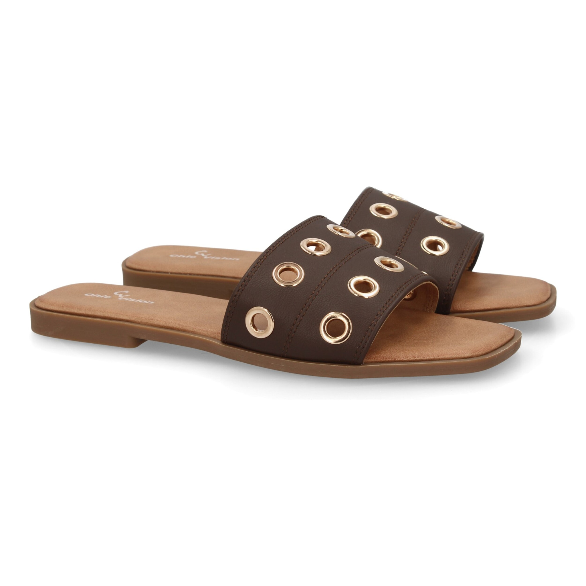 Sandalia pala mujer con ojales metálicos