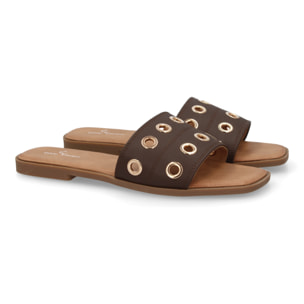 Sandalia pala mujer con ojales metálicos