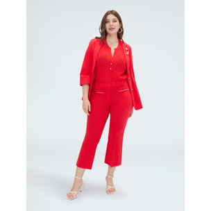 Fiorella Rubino - Pantalones Kick Flare de algodón ligero - Rojo