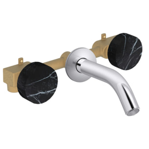 Pack mélangeur lavabo encastré 3 trous Grands Boulevards marbré orage et chromé