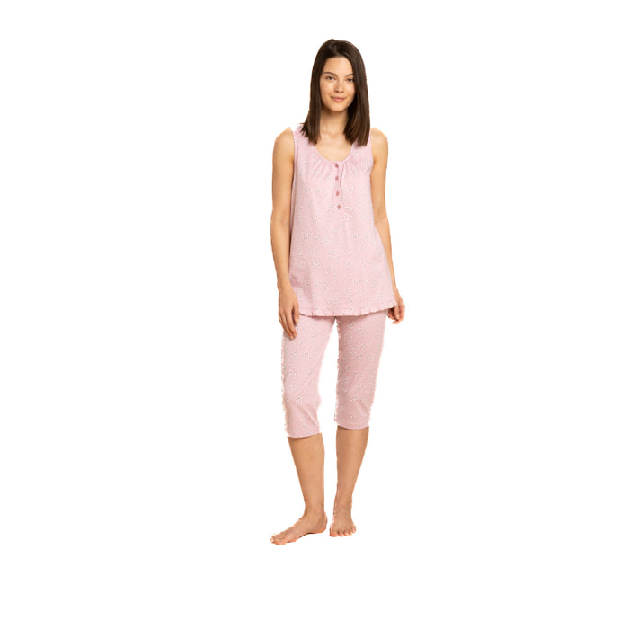 Pigiama donna top spalla larga e bermuda cotone tuly Noidinotte