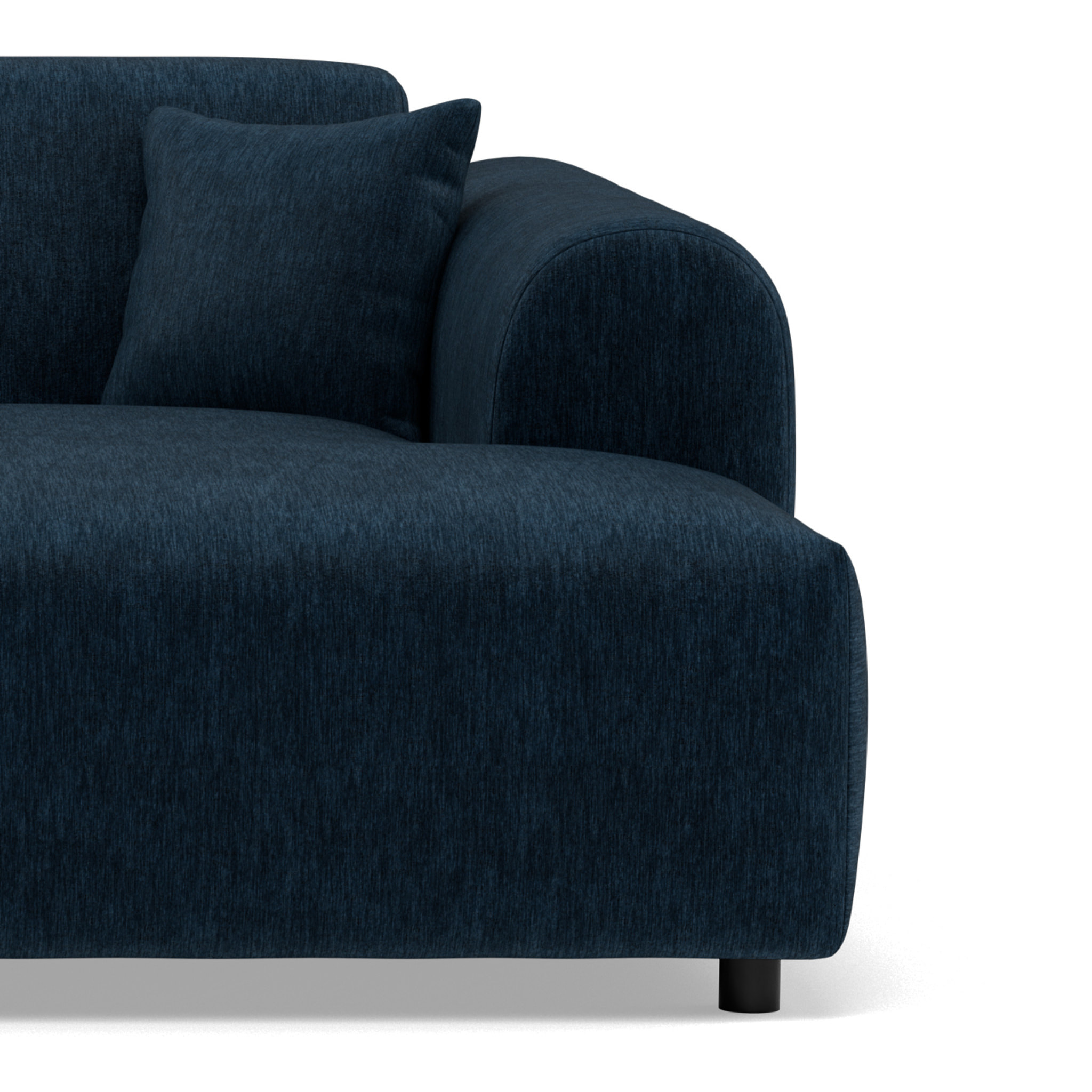 Aumance - canapé droit 4 places avec double méridienne assise profonde en velours texturé - Bleu