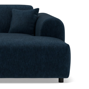 Aumance - canapé droit 4 places avec double méridienne assise profonde en velours texturé - Bleu