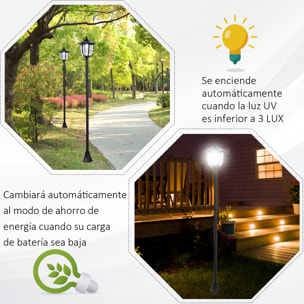 Farola Solar con Panel Solar a Cargar Batería Protección al Ambiente 6 LED Perfecto para Noche Encendido Automático Autonomía de 6 Horas Instalar Fácil Negro ÃÂ¤26,5 x 177cm