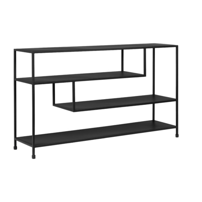 Console design avec 3 étagères en métal - Noir - PAIGE