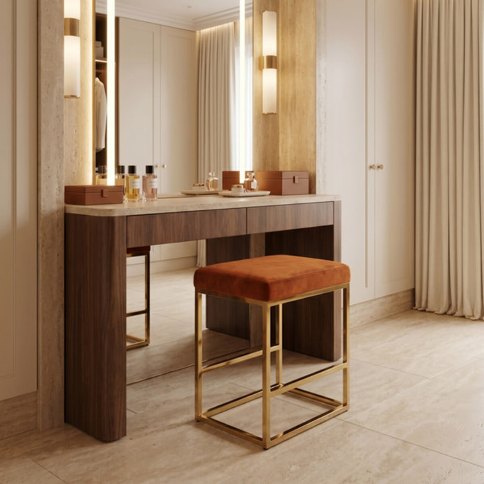 Sgabello Imbottito in Effetto Velluto con Seduta Confortevole e Gambe in Acciaio, Design Moderno per Cucina, Penisola, Isola e Zona Bar