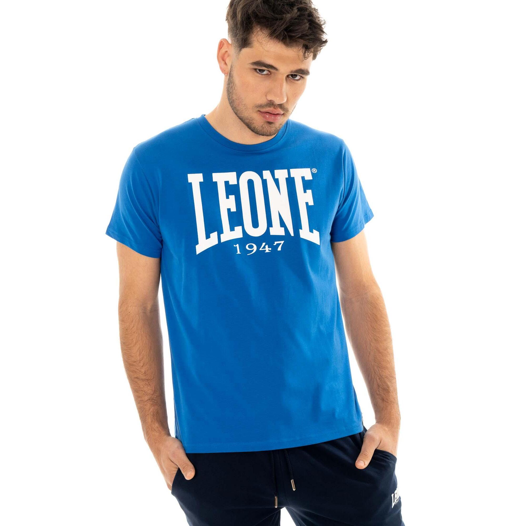 Camiseta de manga corta de algodón elástico con gran logo Leone Basic