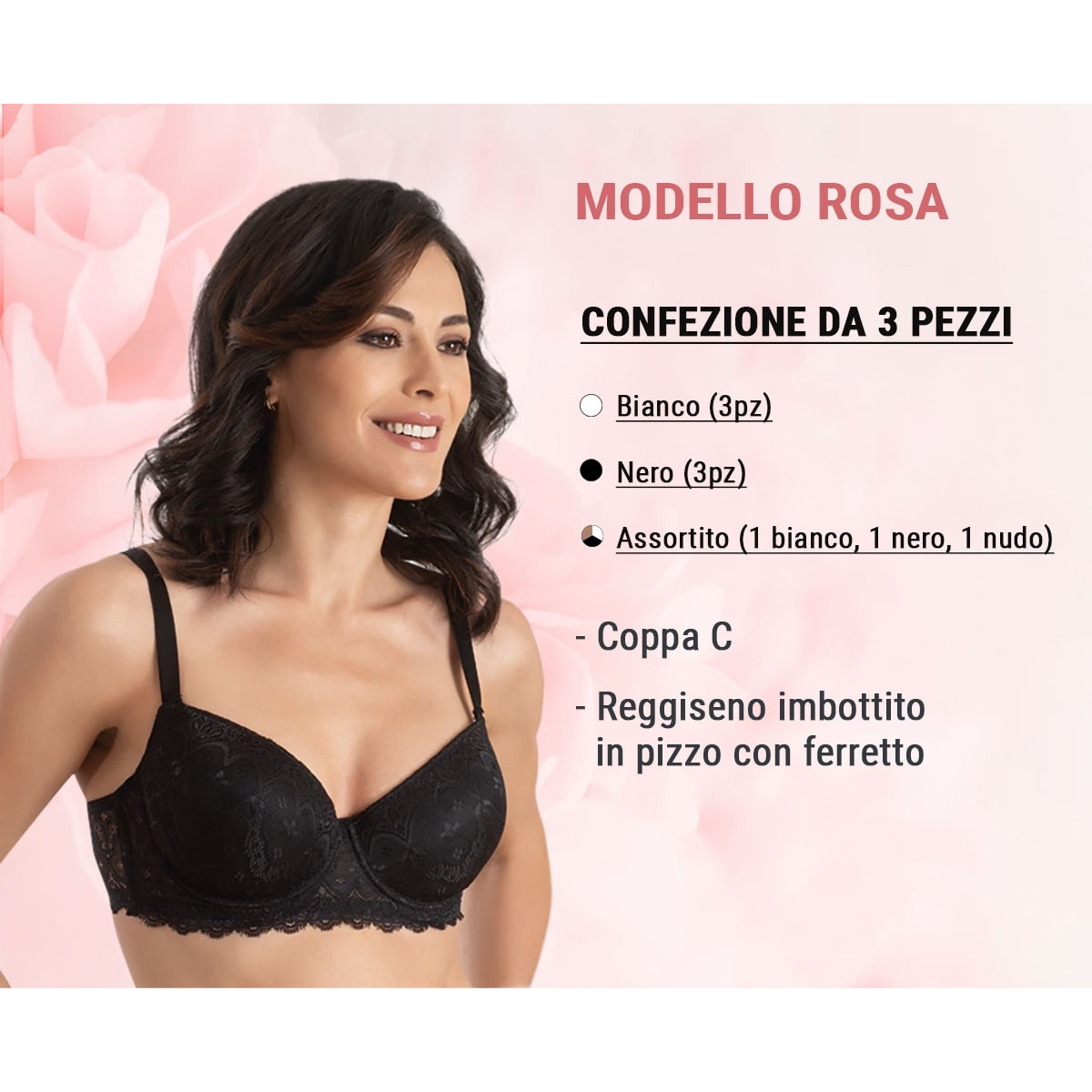 3 Reggiseni Donna Coconuda Art. Rosa Coppa C