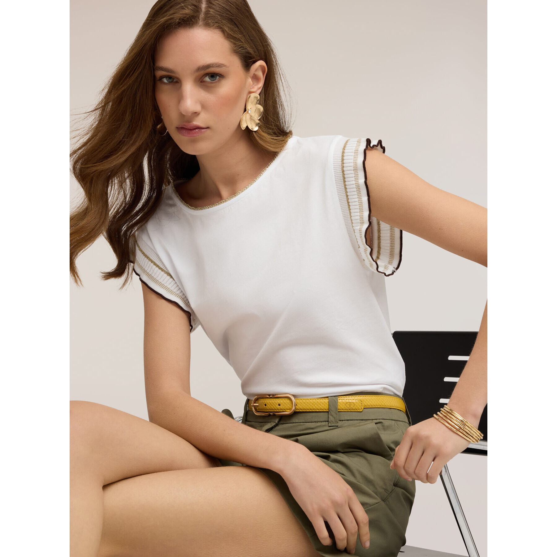 Motivi - Camiseta con mangas de volantes - Light - blue