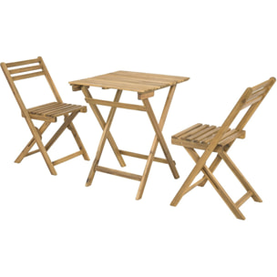 Ensemble table et chaises de jardin "Aldo" en bois - 2 places - Marron