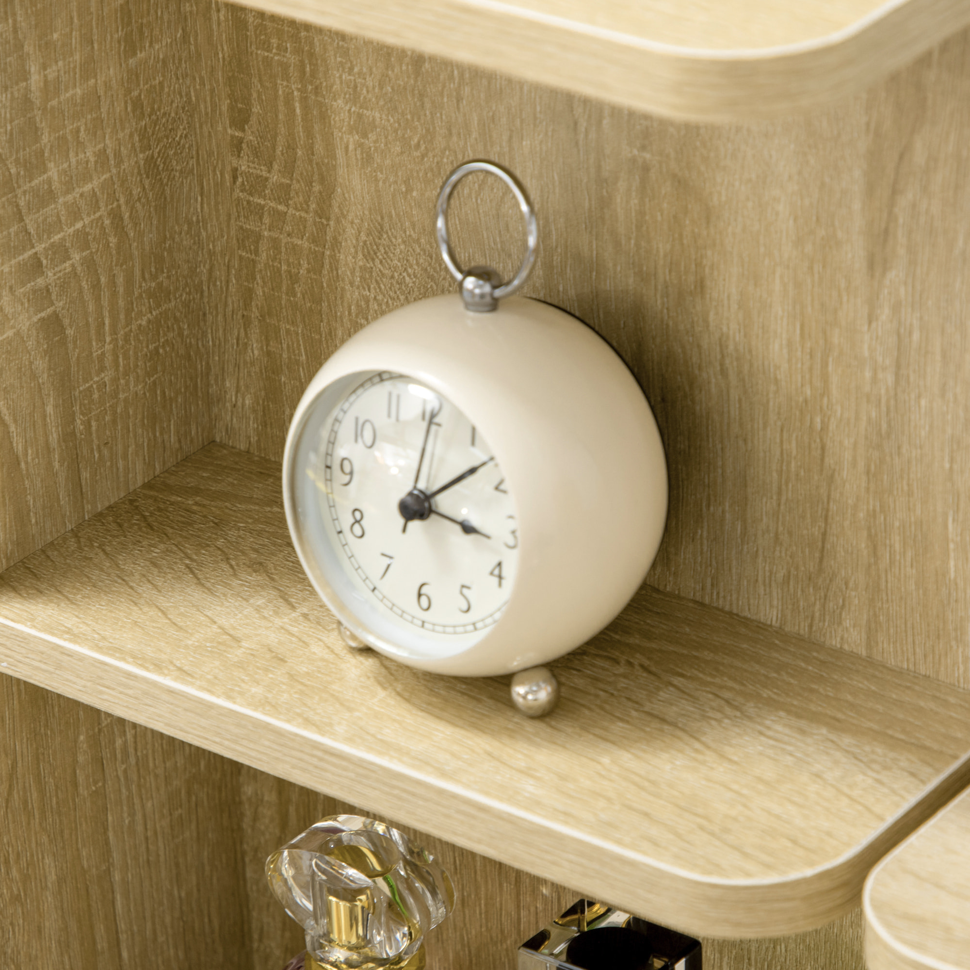 Tocador de Maquillaje con Taburete, Tocador con Espejo, 4 Cajones, Estantes, Compartimentos Abiertos, Estilo Moderno, para Dormitorio, Vestidor, 80x38x143 cm, Natural