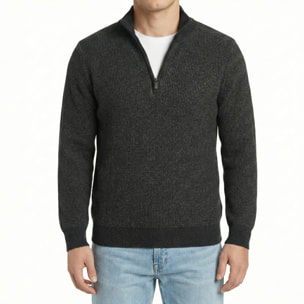 Maglia a costa con mezza zip