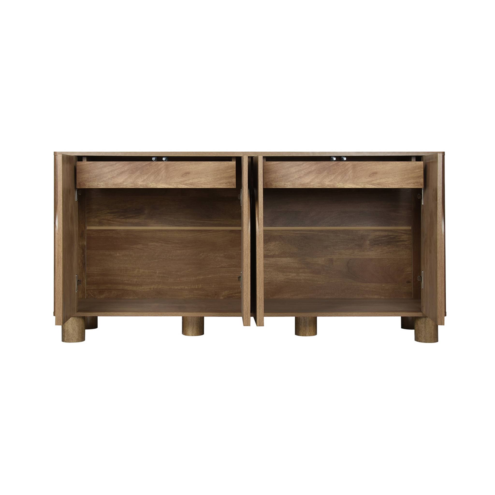 Buffet exotique bois MDF. buffet bas. 4 portes. 2 espaces de rangement et 2 tiroirs intérieurs. L 150 cm