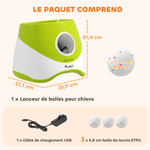 Lanceur de balles automatique pour chien 5 balles ETPU vert
