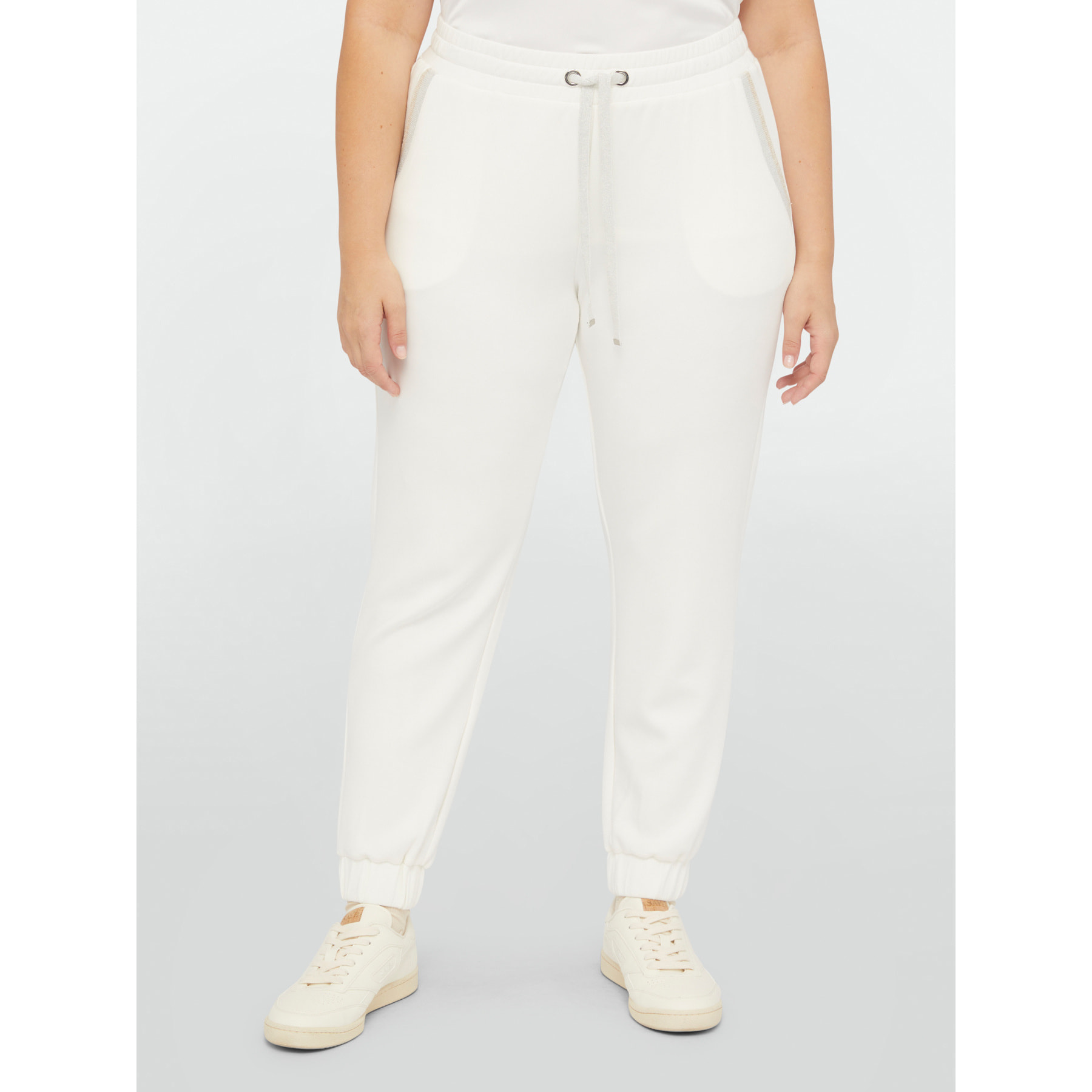 Fiorella Rubino - Pantaloni joggers con bordi lurex - Bianco