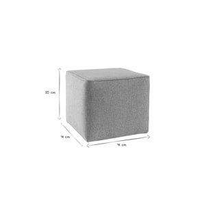 Pouf design carré en tissu gris PAVE