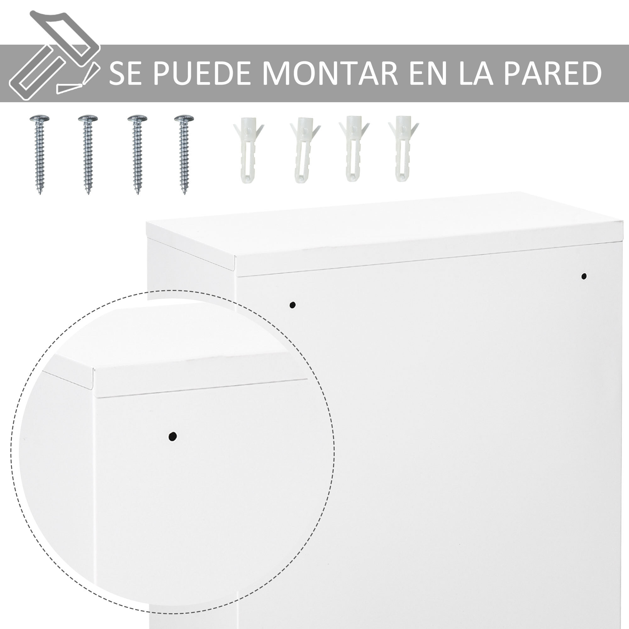 kleankin Armario Botiquín de Pared Botiquín de Emergencia de Metal con 3 Estantes de Almacenaje y Cerradura con 2 Llaves para Baño Cocina 40x18x60 cm Blanco