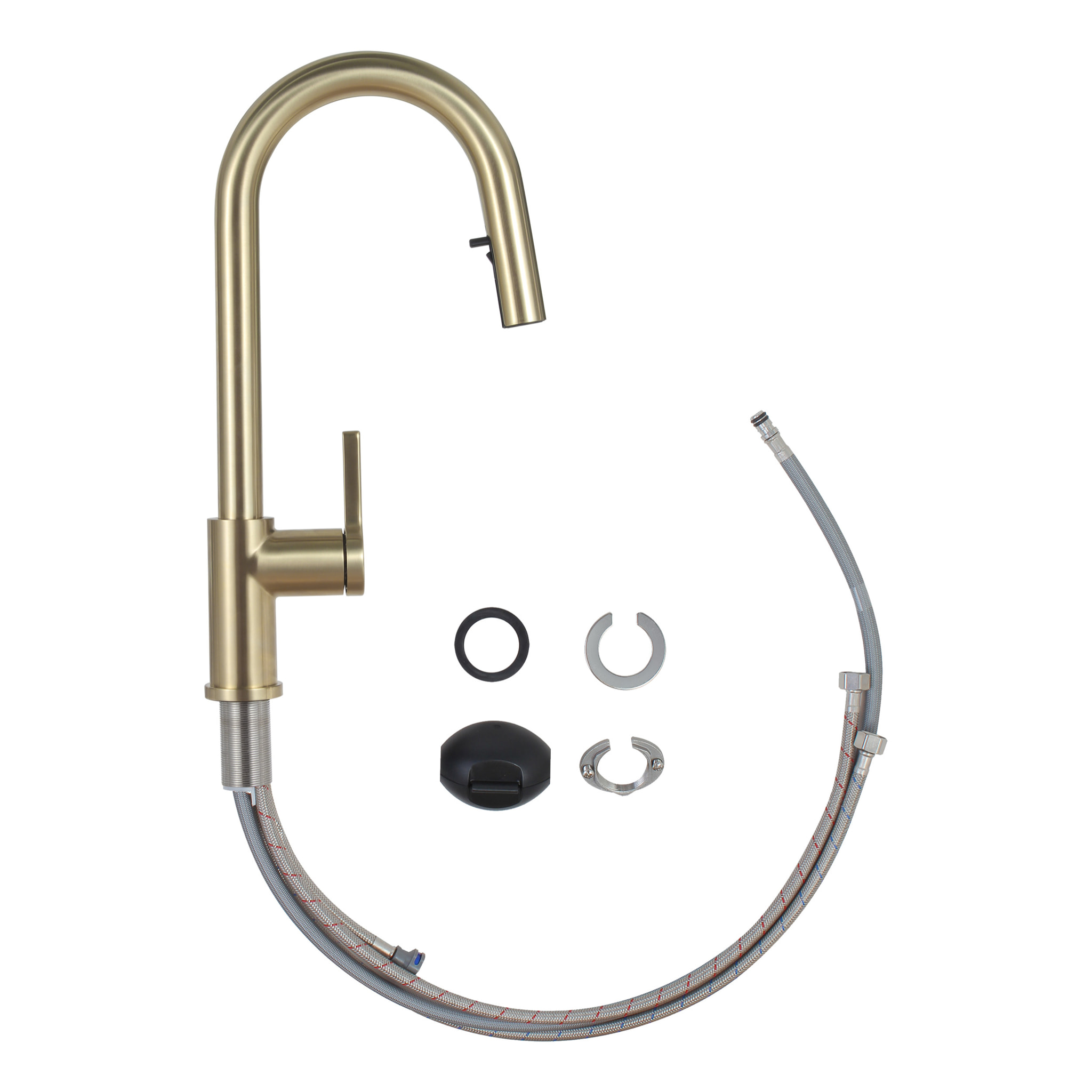 Aurum set mitigeur lavabo haut inox + mitigeur cuisine Ceramia Timeless acier inoxydable, douchette extractible (SATBA285BG)