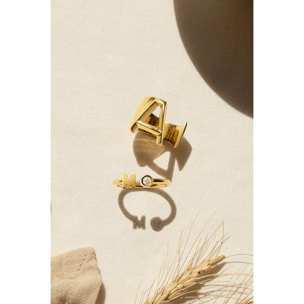 Anillo Personalizado Letter Spark Plata Baño Oro