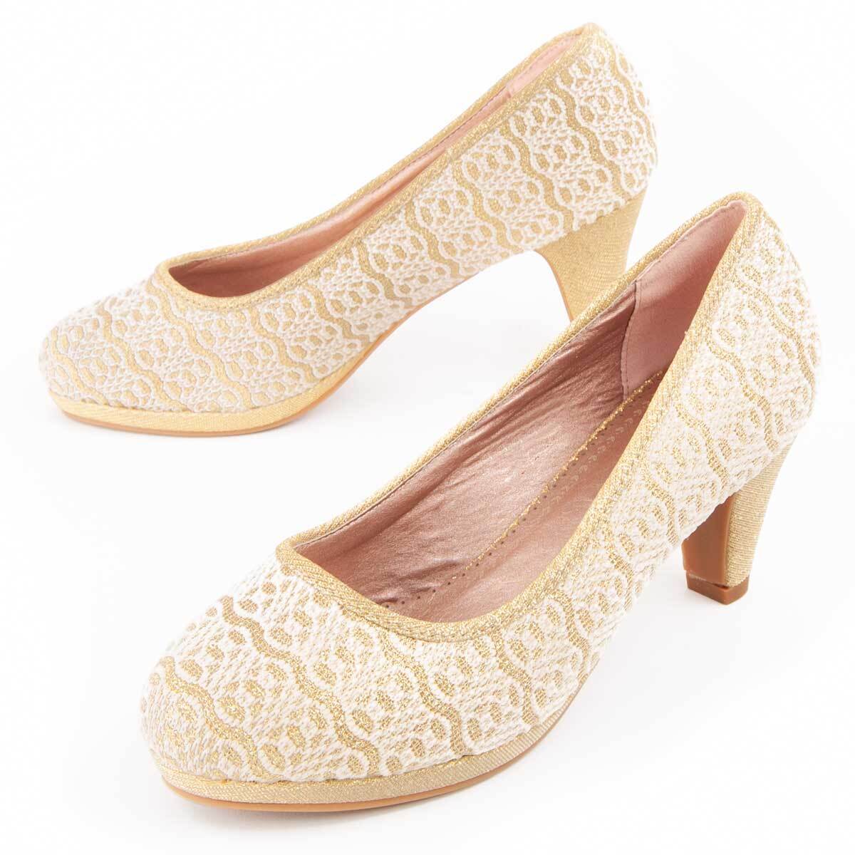 Zapato De Tacón - Dorado - Altura: 6 Cm