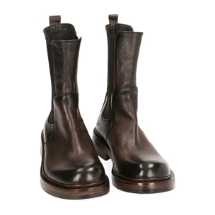 Chelsea boots testa di moro in pelle, tacco 3,5 cm