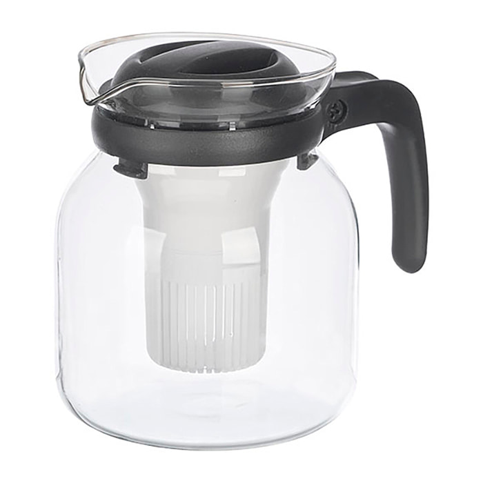 Jarra tetera con asa, filtro extaible y 1200ml de capacidad.