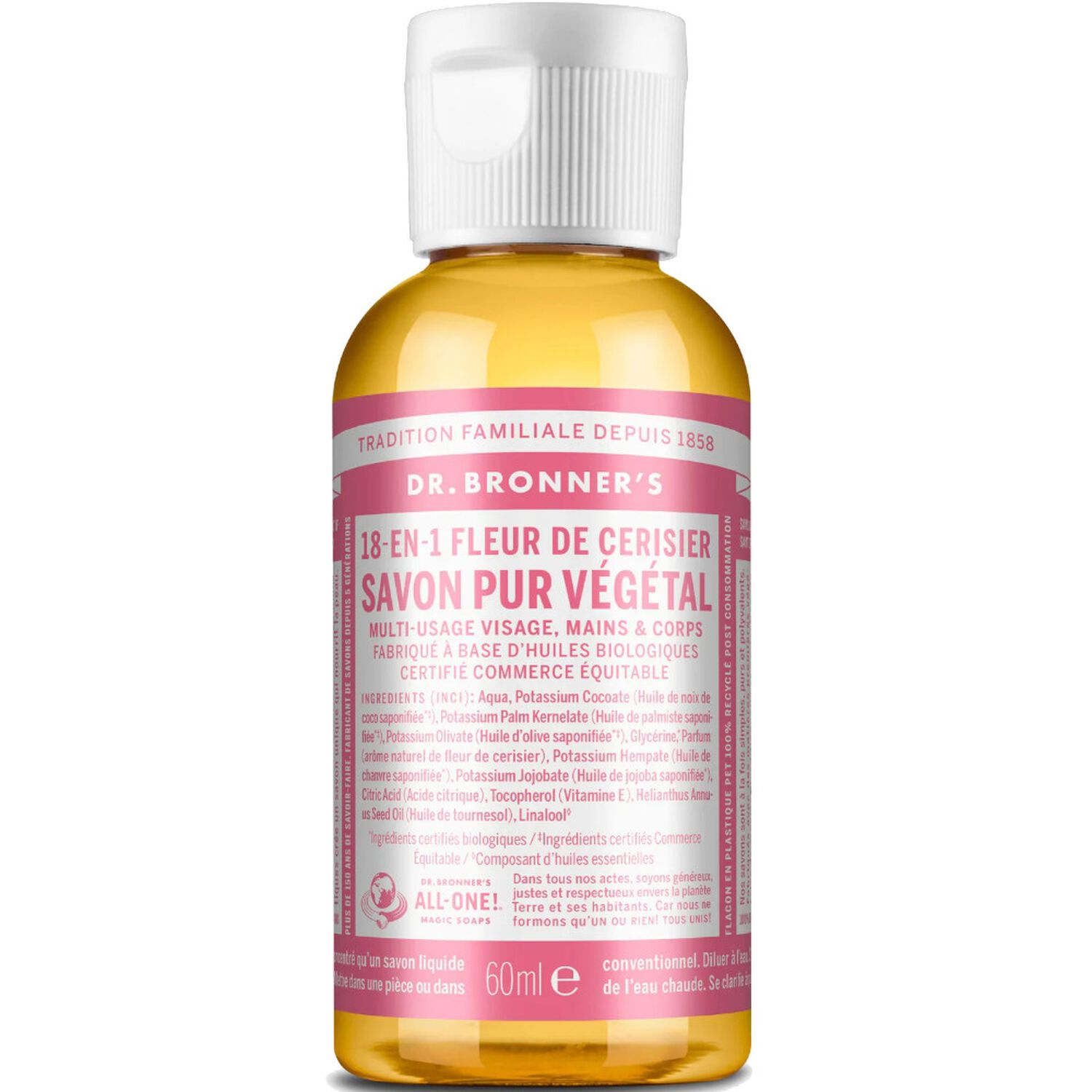 Savon liquide Fleur de cerisier  - Un savon de Castille liquide naturel 18-en-1