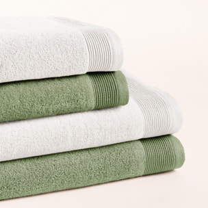 Set 4 Toallas Bicolor Harmony Blanco-Moss - Zero Twist - 600 Gramos