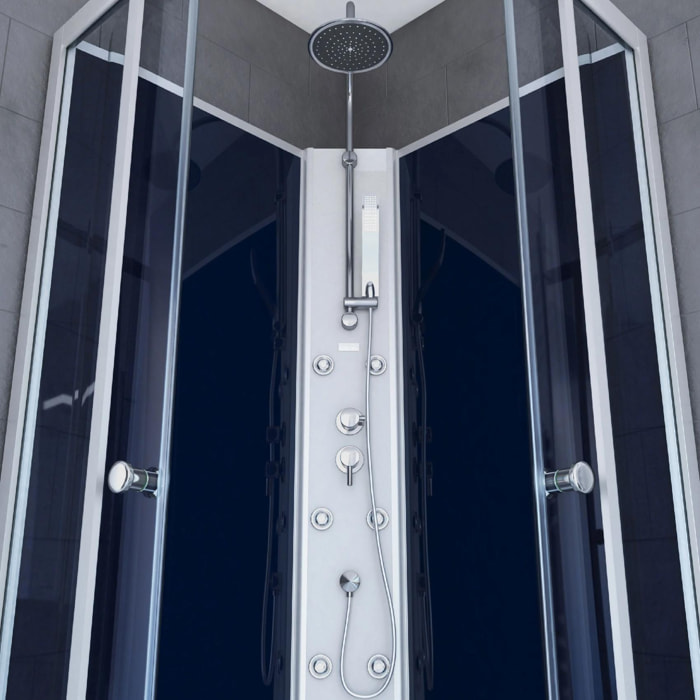 Cabine de douche avec système d'hydromassage - Bleu Foncé