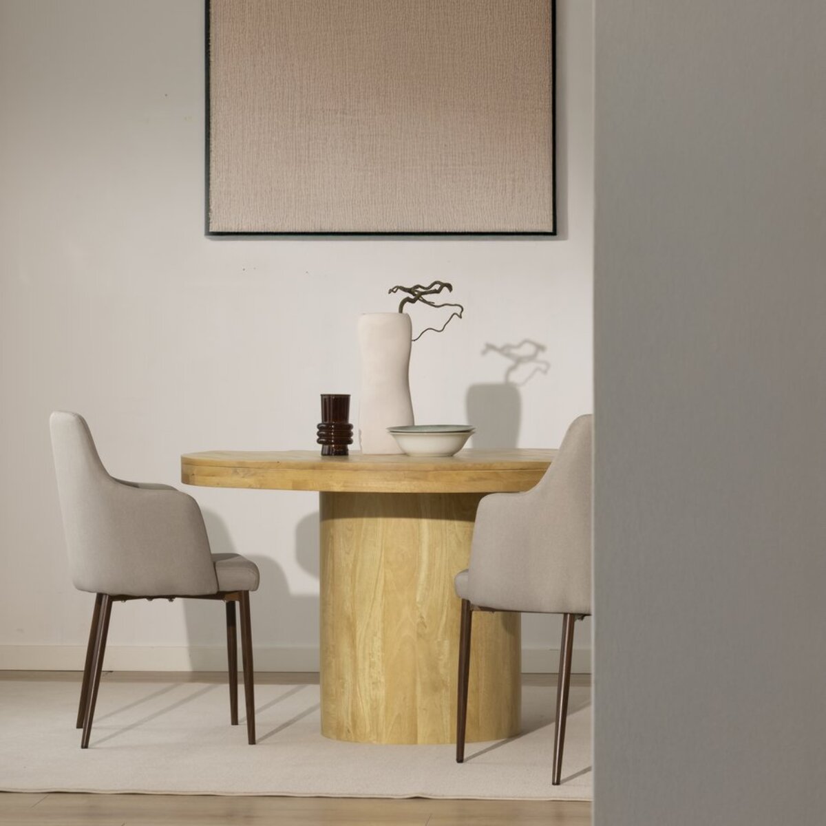 Table à manger Venier -bois massif de manguier-couleur aruba 130 x 76 x 130 cm