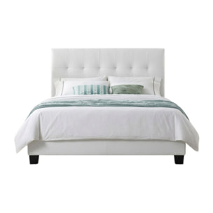 Ensemble lit matelas et sommier 160x200 cm en simili blanc - BIANCA
