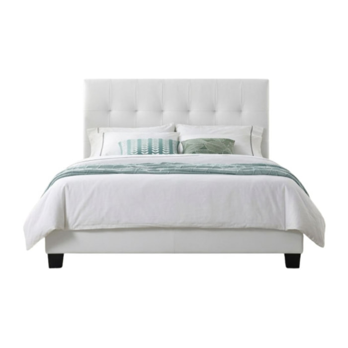 Ensemble lit matelas et sommier 160x200 cm en simili blanc - BIANCA