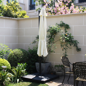 Parasol écru droit rond 3,5 x 3,5 m rotatif à 360 TARGA