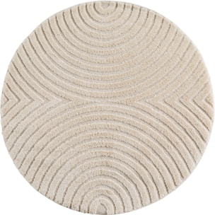 TURIN - Tapis rond moderne à motif arc en relief crème