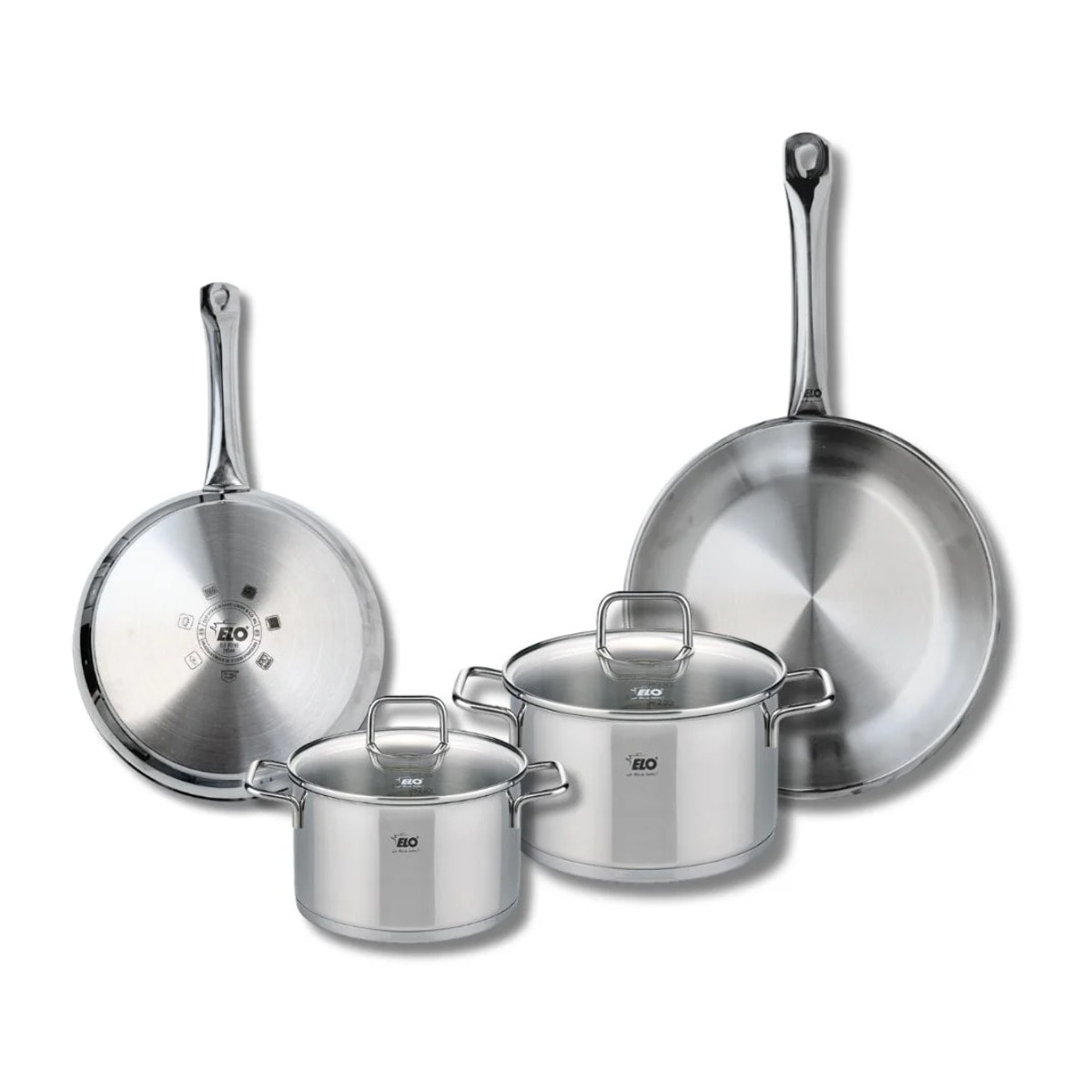 Set de 2 Poêles de cuisson 24 et 28 cm et 2 faitouts 16 et 20 cm Elo Profi Citrin