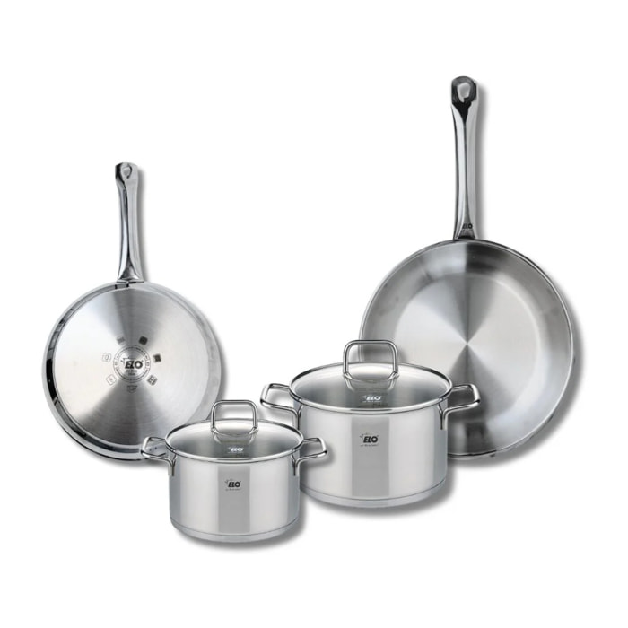 Set de 2 Poêles de cuisson 24 et 28 cm et 2 faitouts 16 et 20 cm Elo Profi Citrin