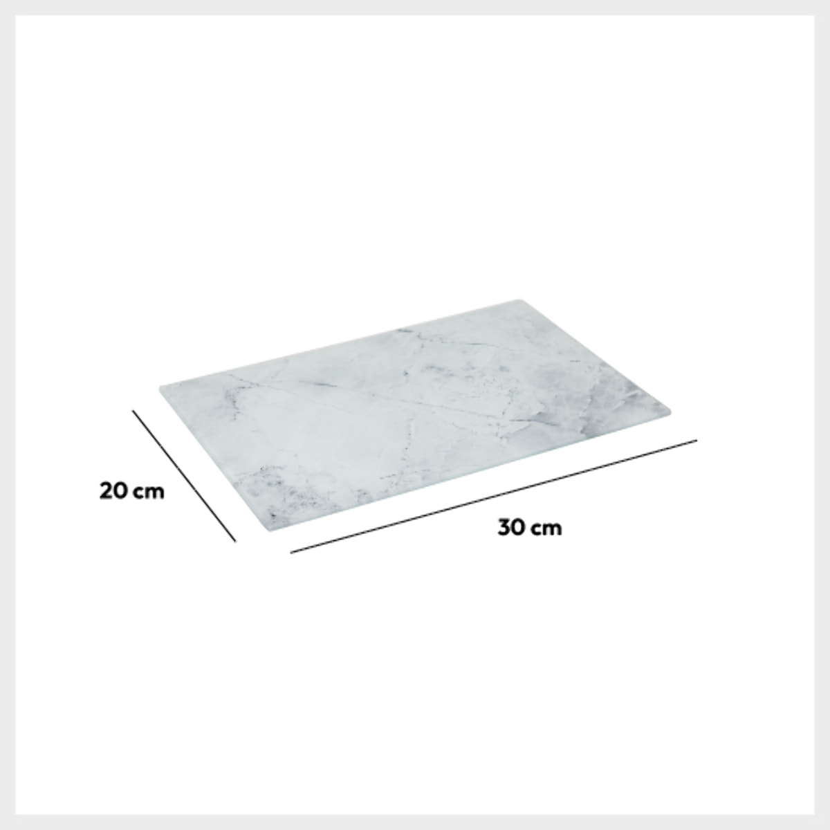 Planche à découper verre 30x20cm blanc effet marbre