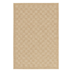 Tapis intérieur/extérieur effet jute coloris naturel motif damier CARRIE