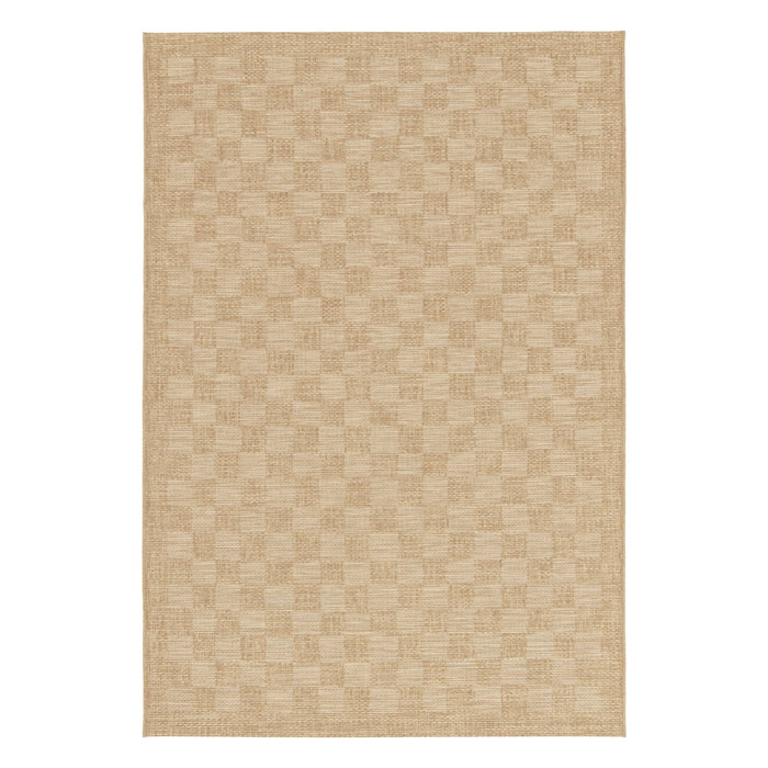 Tapis intérieur/extérieur effet jute coloris naturel motif damier CARRIE