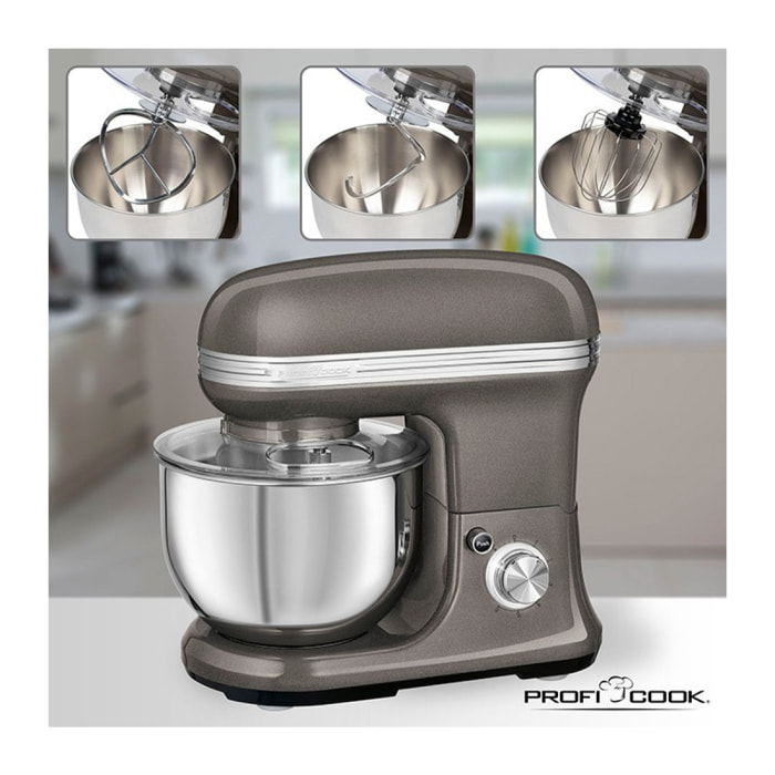 Robot pétrin multifonction 1200W vintage Proficook PC-KM 1197 Anthracite