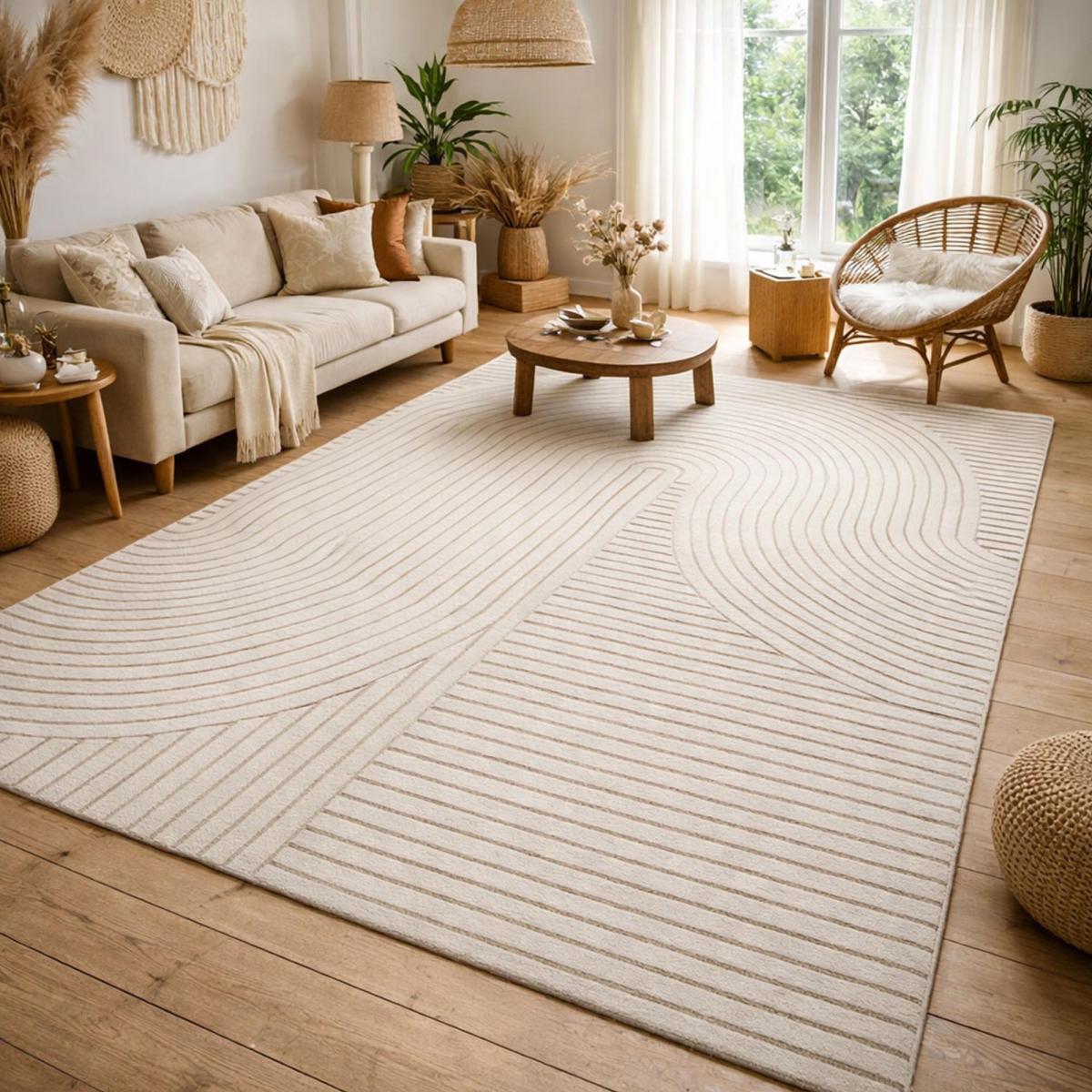 Tapis salon et chambre tissé motif simple JEJU