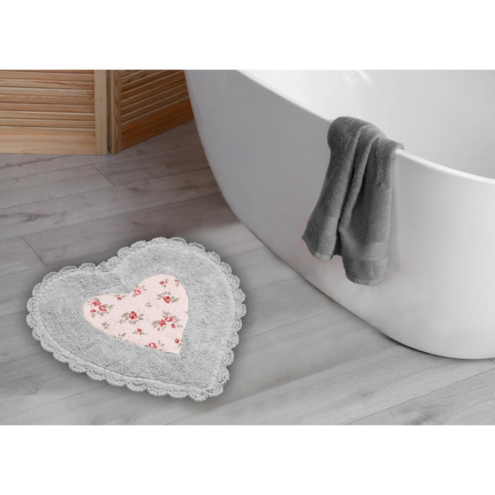 Tappeto Bagno A Forma Di Cuore Vie En Rose Grigio