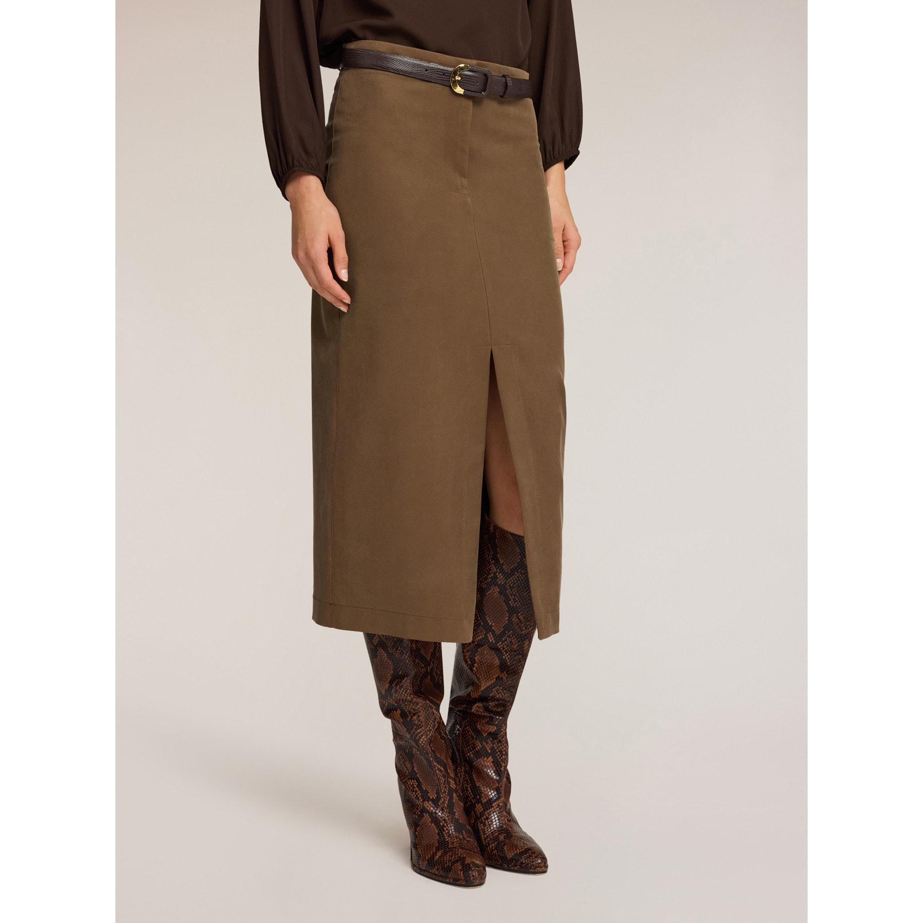 Motivi - Gonna tubino con spacco frontale - Marrone