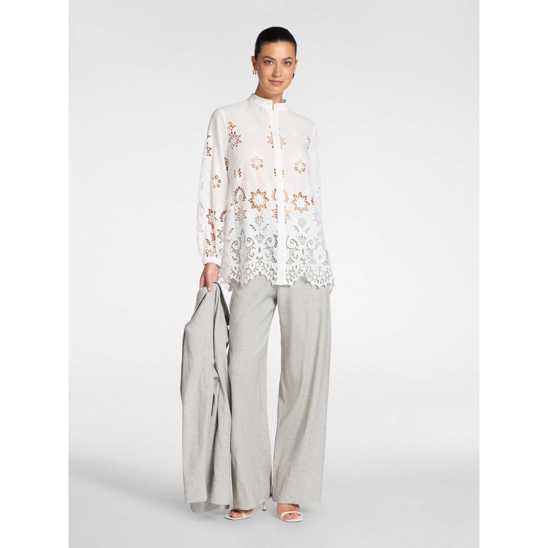 Elena Mirò - Camicia in pizzo traforato - Bianco