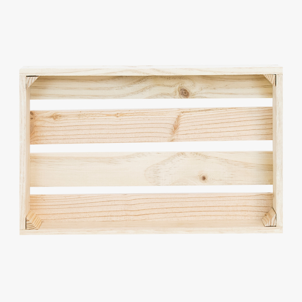 Caja de madera maciza en tono natural pequeña Alto: 7.5 Largo: 49 Ancho: 29.5